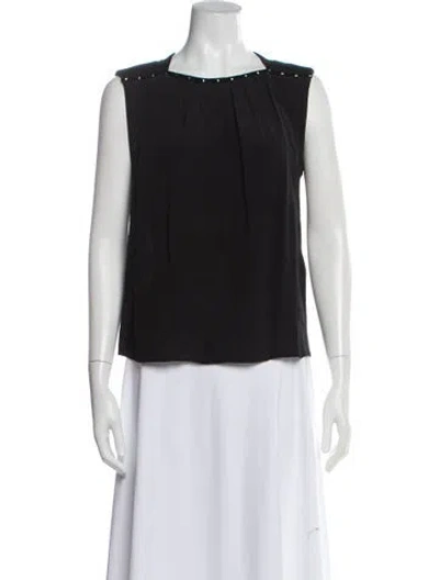 Pre-owned Maje Silk Square Neckline Blouse In Black
