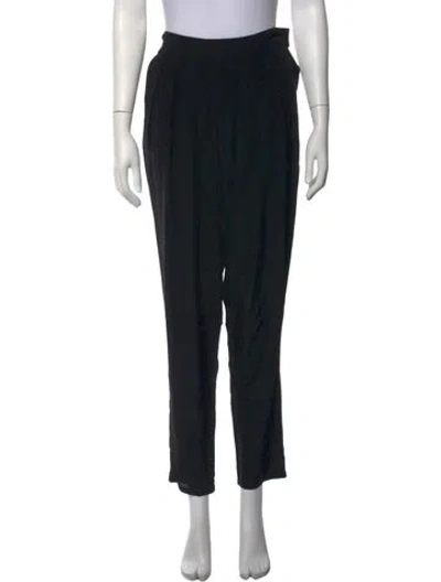 Pre-owned Maje Silk Straight Leg Pants In Black
