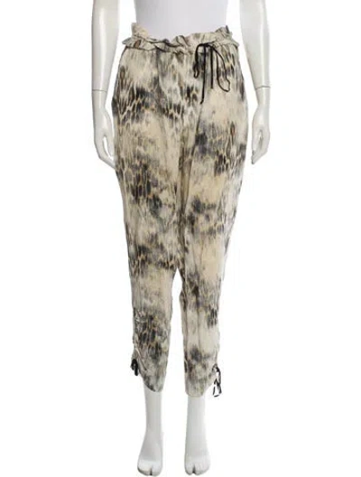 Pre-owned Maje Silk Straight Leg Pants In Neutral