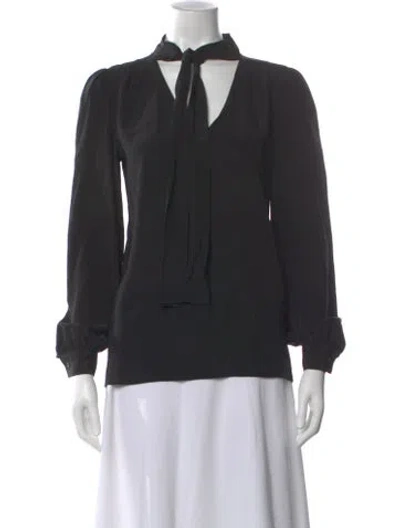 Pre-owned Maje Silk Tie Neck Blouse In Gray
