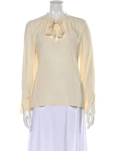 Pre-owned Maje Silk Tie Neck Blouse In Neutral