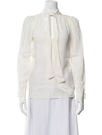Pre-owned Maje Silk Tie Neck Blouse In Neutrals