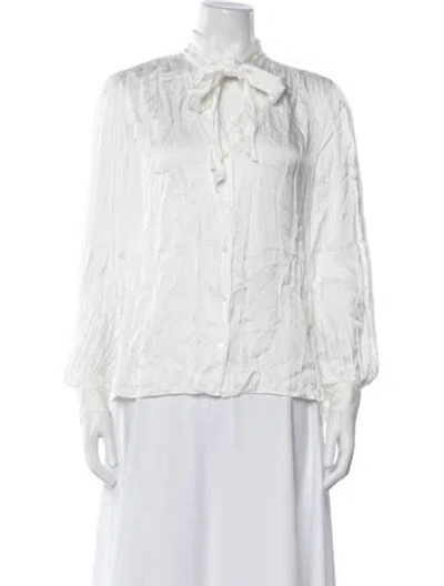 Pre-owned Maje Silk Tie Neck Blouse In White