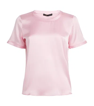 Maje Silk T-shirt Blouse In Pink