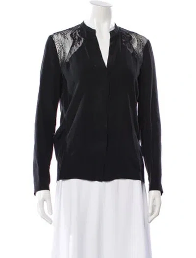 Pre-owned Maje Silk V-neck Blouse In Black