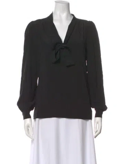Pre-owned Maje Silk V-neck Blouse In Black