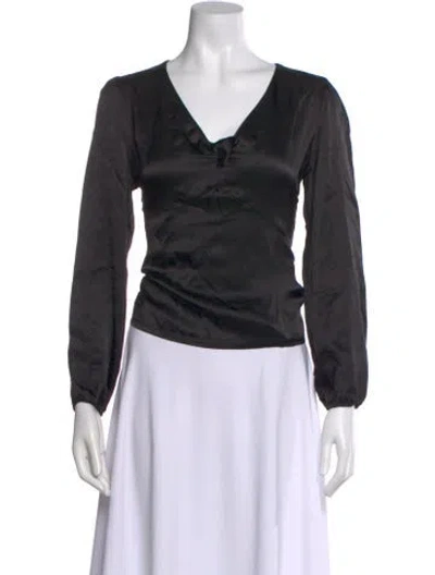 Pre-owned Maje Silk V-neck Blouse In Black