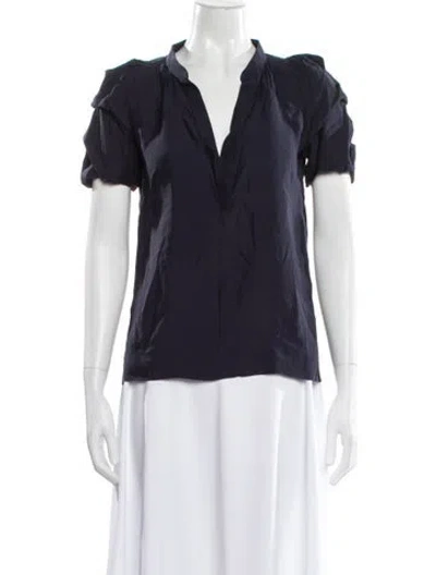 Pre-owned Maje Silk V-neck Blouse In Blue