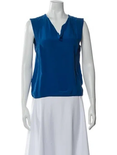 Pre-owned Maje Silk V-neck Blouse In Blue