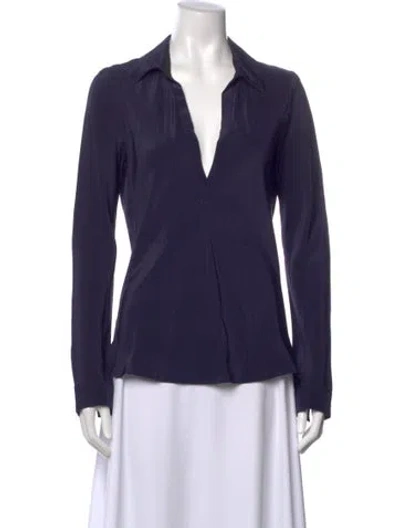 Pre-owned Maje Silk V-neck Blouse In Blue