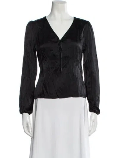 Pre-owned Maje Silk V-neck Blouse In Gray