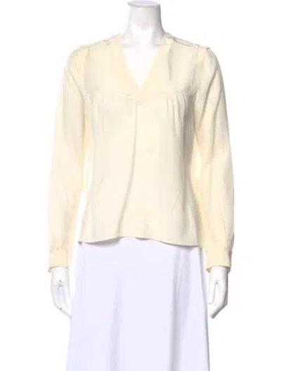 Pre-owned Maje Silk V-neck Blouse In Neutral