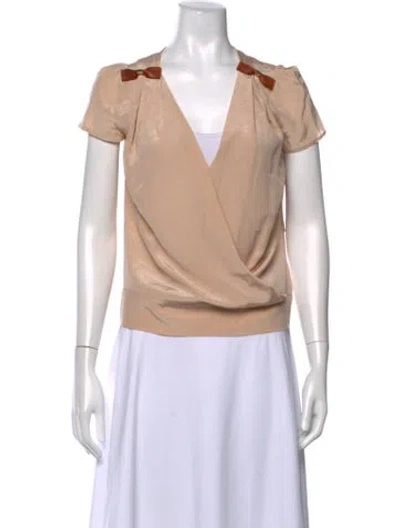 Pre-owned Maje Silk V-neck Blouse In Pink