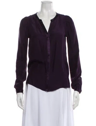 Pre-owned Maje Silk V-neck Blouse In Purple