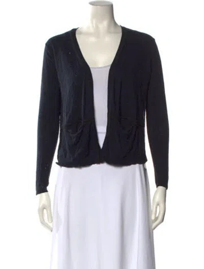 Pre-owned Maje Silk V-neck Crop Top In Black