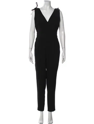 Pre-owned Maje Silk V-neck Jumpsuit In Black