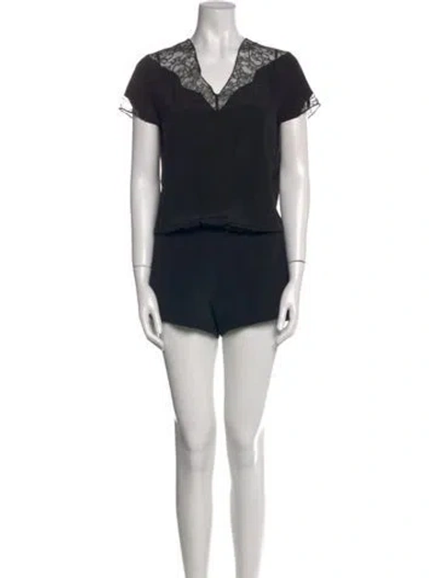 Pre-owned Maje Silk V-neck Romper In Black