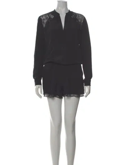 Pre-owned Maje Silk V-neck Romper In Black