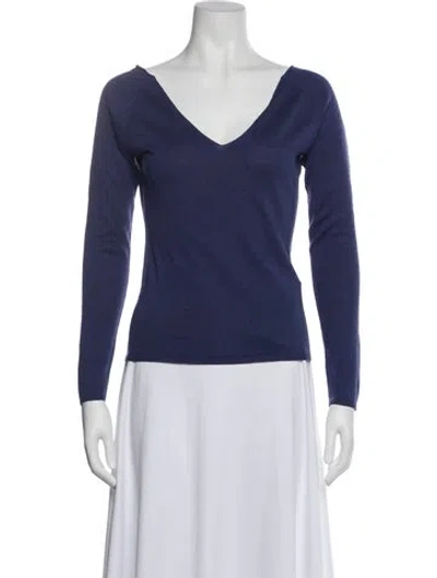 Pre-owned Maje Silk V-neck Sweater In Blue