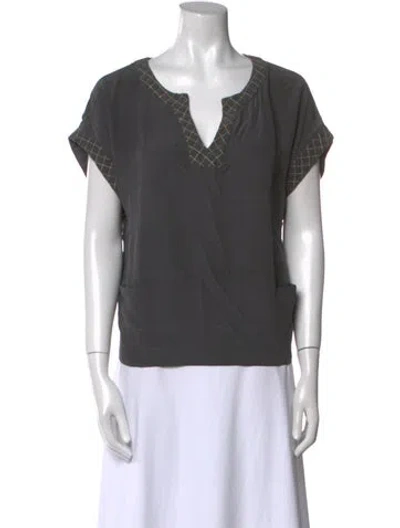 Pre-owned Maje Silk V-neck Top In Gray