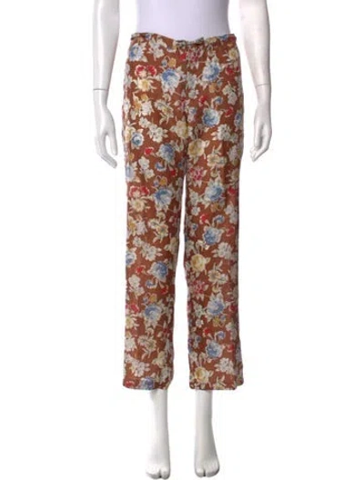 Pre-owned Maje Silk Wide Leg Pants In Multicolor