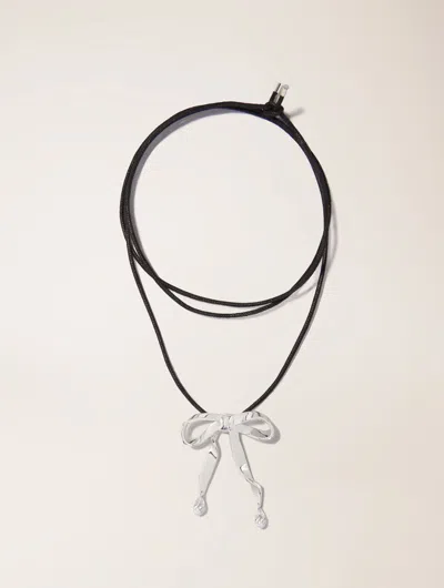 Maje Silver Bow Necklace