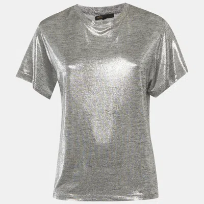 Pre-owned Maje Silver Lamé Jersey T-shirt S