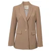 Maje Single Breasted Blazer In Beige Polyester In Brown