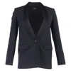 Maje Single Breasted Blazer In Navy Blue Virgin Wool