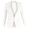 MAJE SINGLE-BREASTED BLAZER WITH POCKETS IN WHITE LINEN