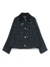 Maje Short Velvet Collar Studded Jacket In Black