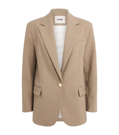 Maje Single-button Blazer In Neutral