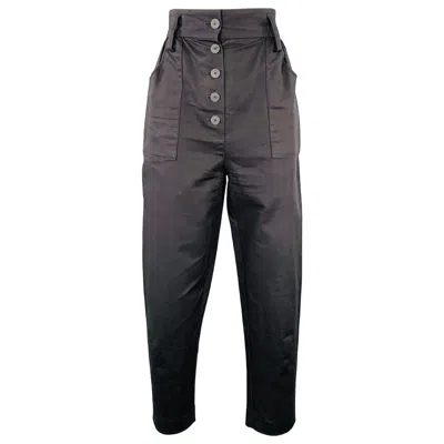 Pre-owned Maje Size 2 Black Cotton Blend High Waisted Casual Pants
