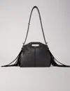 Maje Miss M Smooth Leather Mini Bag In Black