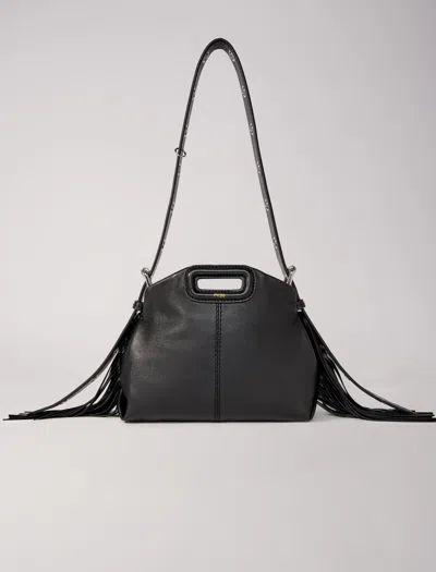 Maje Smooth Leather Mini Miss M Bag In Black