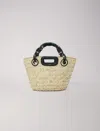Maje Mini Woven Basket Bag In Black