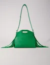 Maje Womens Miss M Mini Logo-embossed Leather Shoulder Bag Verts In Green