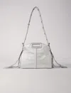 Maje Metallic Leather Miss M Mini Bag In Silver