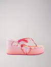 Maje Flower Print Wedge Sandals In Pink