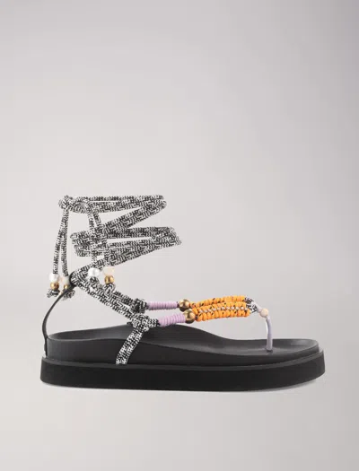 Maje Sandals With Braided Straps In Parma Violet