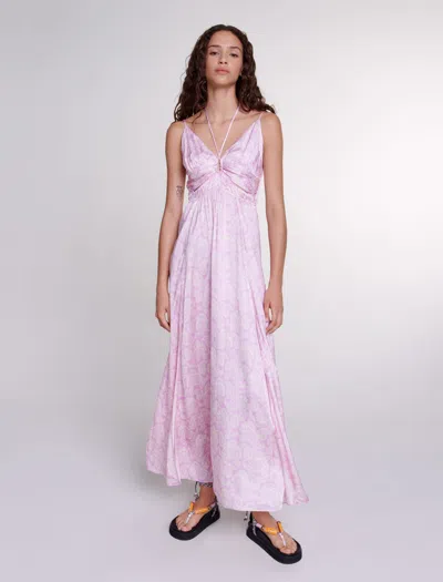 Maje Openwork Patterned Maxi Dress In Pink Cashmere Print /