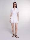 Maje Short Embroidered Dress In White