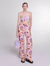 Maje Silk Trousers In Print Paradisio /