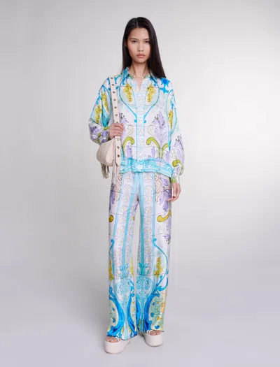 Maje Satin-effect Patterned Shirt In Print Mozaic /