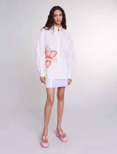 Maje Woman's Cotton Secondary Fabric: Patterned Shirt For Spring/summer In White