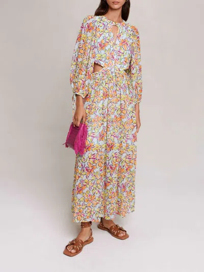Maje Printed Maxi Dress In Blue