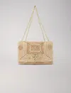 Maje Handmade Raffia Clover Bag In Beige