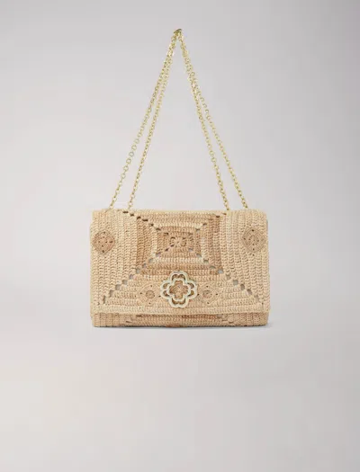 Maje Handmade Raffia Clover Bag In Beige