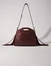 Maje Crackled Leather Miss M Mini Bag In Burgundy /