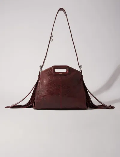 Maje Crackled Leather Miss M Mini Bag In Burgundy /